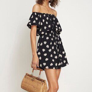 Faithfull the Brand Black White Floral Short Dress